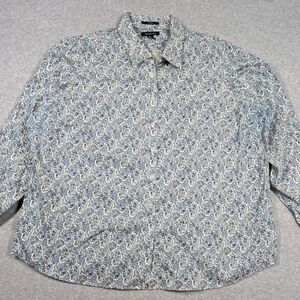 Lands End Women Top 22W Garden Floral Long Sleeve Button Up